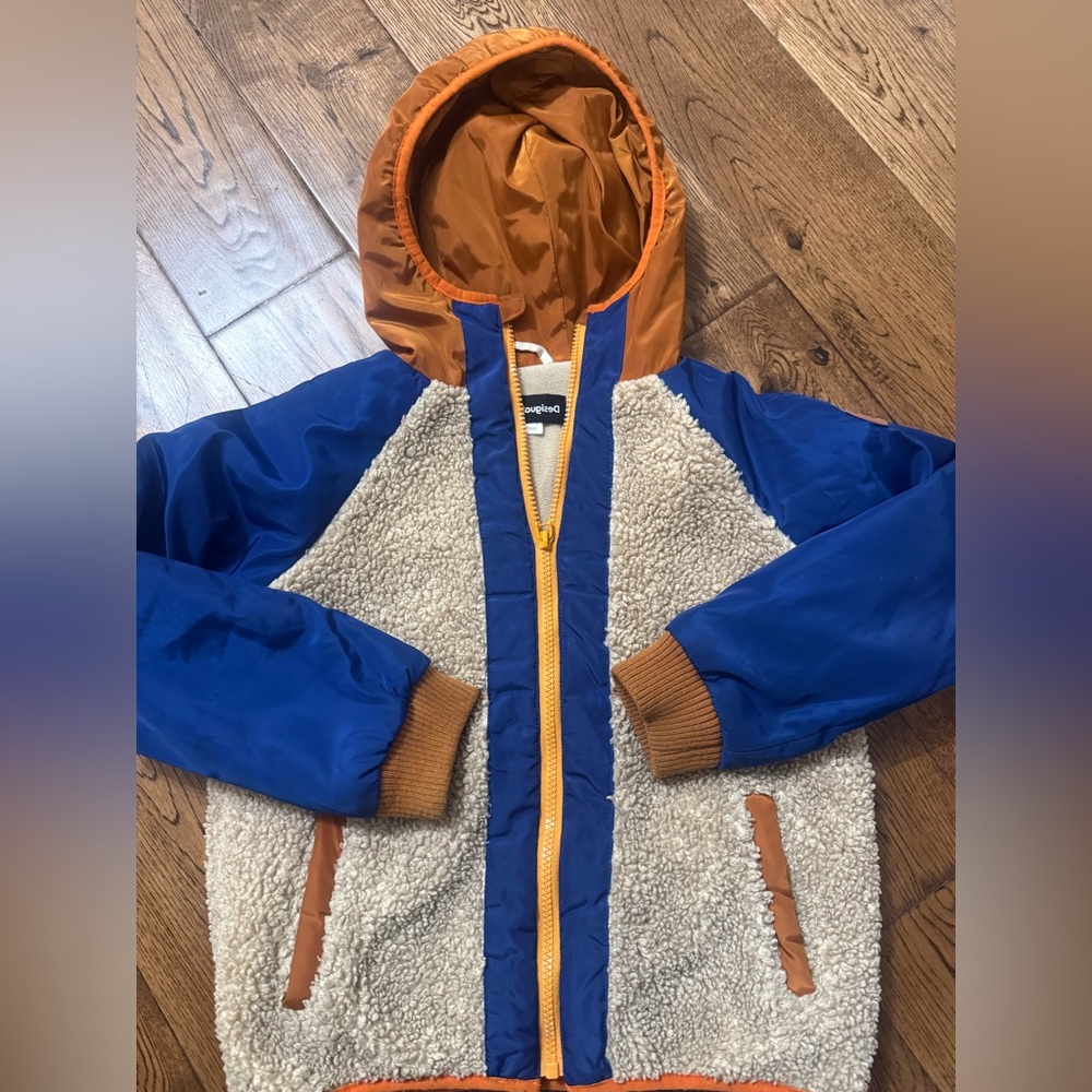 Desigual Kids Fleece Hooded Zip Jacket Size 7/8 - Picture 1 of 4
